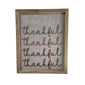 Way To Celebrate: Thankful Embroidered Framed Wall Decor, 10 by 8 inches